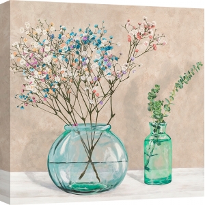 Quadro floreale, stampa su tela. Composizione di fiori in vaso I