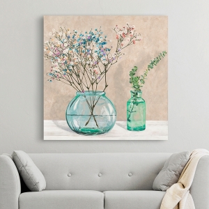 Blumenbilder auf Leinwand. Blumenkomposition mit Glasvasen I
