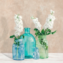 Wall Art Print and Canvas. Floral setting with glass vases II