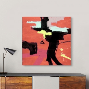 Cuadro abstracto rojo en canvas. Caine Roland, Attitude I
