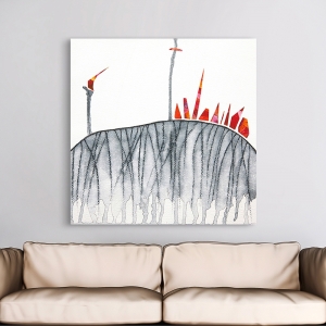 Tableau abstrait moderne sur toile. Le feu sur la colline