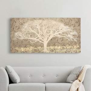 Modern Wall Art print and canvas. Tree on a Grey Brocade
