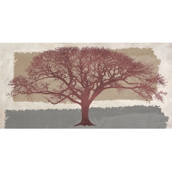 Wall art for living room. Art print and canvas. Burgundy Tree