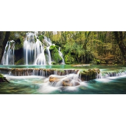 Wall Art Print and Canvas. Nature photography. Waterfall in forest