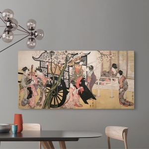 Japanese Art Print. Kitagawa, Courtesans admiring Cherry Blossom