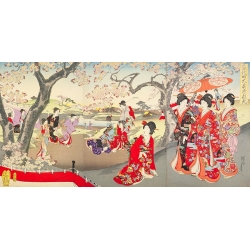 Japanische Kunstdrucke. Yoshu Chikanobu, A Hanami at Edo Castle