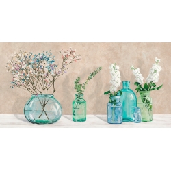 Quadro floreale, stampa su tela. Composizione di fiori in vaso