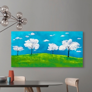 Modern Wall Art Print and Canvas. Whimsical Art. Valley of clouds