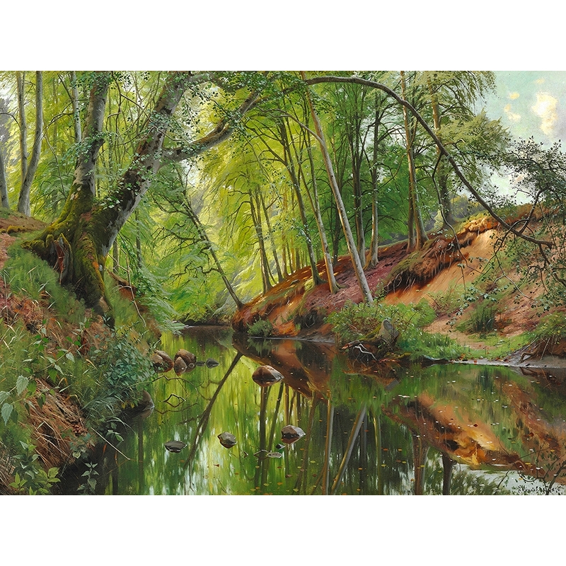 Cuadro paisaje en canvas. Mønsted, A stream in the forest