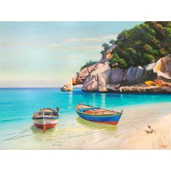 Wall Art Print and Canvas. Boats on the Beach in Italy