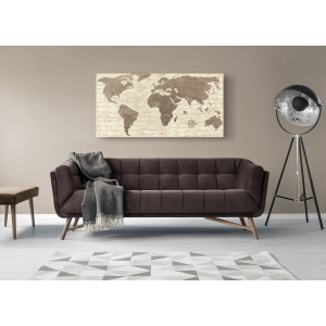 Tableau sur toile. Carte du Monde. Planisphère classique (Neutre)