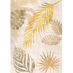 Tableau moderne avec palmier sur toile. Palm Leaves Gold I