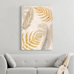 Tableau moderne avec palmier sur toile. Palm Leaves Gold III