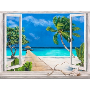 Cuadro ventana en canvas. Dellal Remy, Playa tropical