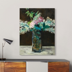 Art Print, Canvas. Edouard Manet, Vase of White Lilacs and Rose