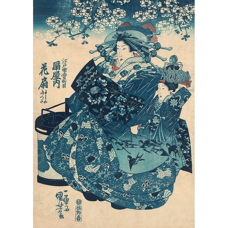 Stampa giapponese, quadro su tela. Kuniyoshi Utagawa, La Cortigiana