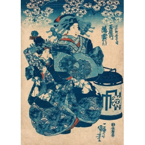 Stampa giapponese, quadro su tela. Kuniyoshi Utagawa, Tamaya