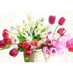 Quadro floreale moderno, stampa su tela. Bouquet di tulipani