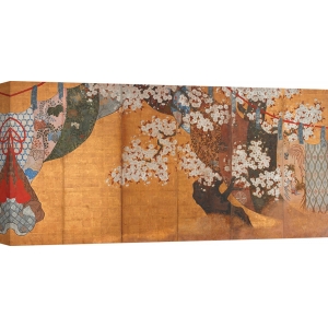 Cuadro japoneses en canvas. Anónimo, Pantalla y flor de cerezo