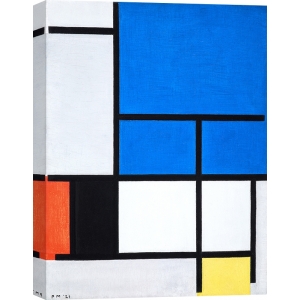 Quadro, stampa su tela, poster. Mondrian, Composition, large blue