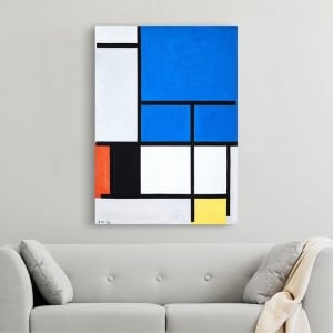 Wall Art Print and Canvas. Mondrian, Composition with large blue