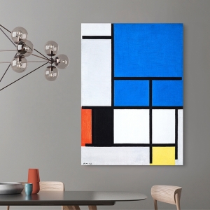 Quadro, stampa su tela, poster. Mondrian, Composition, large blue