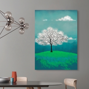 Modern Wall Art Print and Canvas. Whimsical Art. Tree of clouds