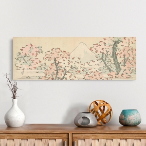 Tableau japonais. Hokusai, Mont Fuji et Cerisiers en Fleurs
