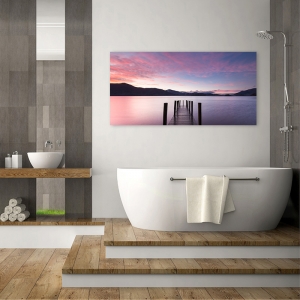 Wall art print and canvas. Twilight on lake, UK