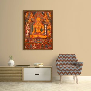 Leinwandbilder . Anonym, Buddha Ratnasambhava with Wealth Deities