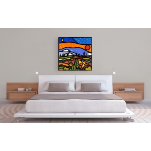Wall art print and canvas. Wallas, Sunset on the hills