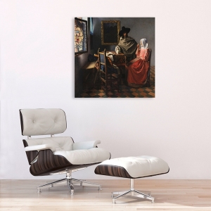 Leinwandbilder und Poster. Jan Vermeer, Herr und Dame beim Wein