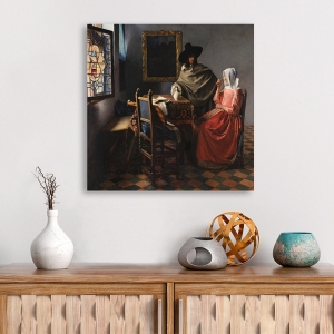 Quadro, stampa su tela. Jan Vermeer, Il Bicchiere di Vino
