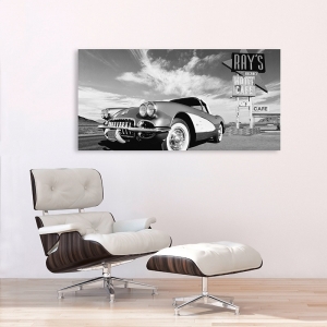 Leinwandbilder und Poster mit Wagen. Cruisin' USA (BW)