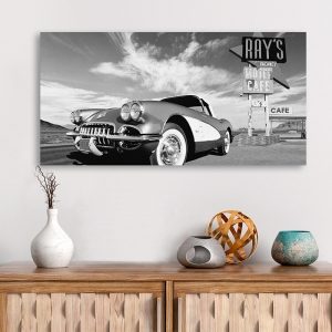 Vintage car poster and canvas. Cruisin' USA (BW)