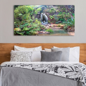 Wall art print, canvas, poster. Rainforest waterfall