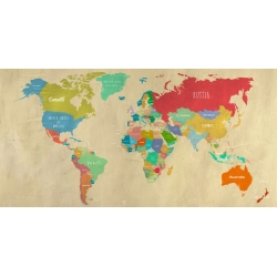 Wall art print, canvas, poster. Hipster Map of the World