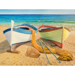 Cuadros en lienzo y poster. Adriano Galasso, Barcos en la playa