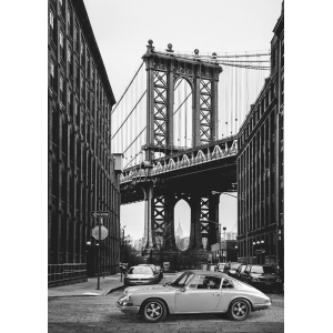 Quadro, poster auto d'epoca. By the Manhattan Bridge (BW)