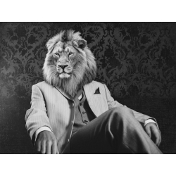 Tableau et poster avec lion. VizLab, Pensive Leader (BW)