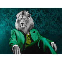 Quadro con leone, stampa su tela. VizLab, Pensive Leader (Pop Version)