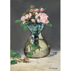 Wall art print, canvas, poster. Edouard Manet, Moss Roses in a Vase
