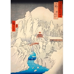 Quadro, stampa giapponese. Ando Hiroshige, Il monte Haruna sotto la neve