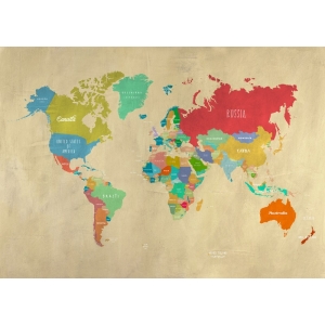 Wall art print, canvas, poster. Hipster Map of the World