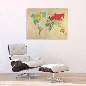 Wall art print, canvas, poster. Hipster Map of the World