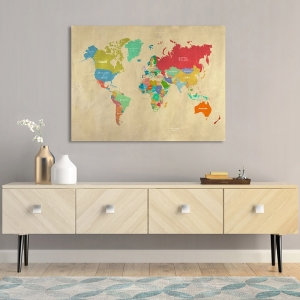 Wall art print, canvas, poster. Hipster Map of the World