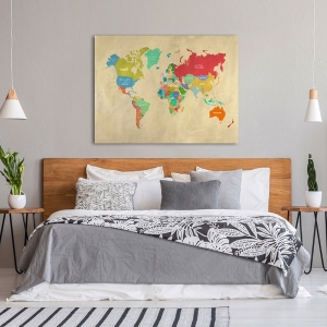 Wall art print, canvas, poster. Hipster Map of the World