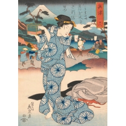 Cuadros japoneses. Keisai Eisen, Standing woman with box