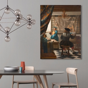 Quadro, stampa su tela. Jan Vermeer, L'Arte della Pittura