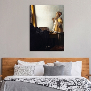 Leinwandbilder und Poster. Jan Vermeer, Frau mit eine Perlenkette